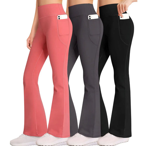 Women Flare Yoga Pants Leggings with Pockets Soft High Waist Bootcut Legging Tummy Control Workout Yoga Pants
